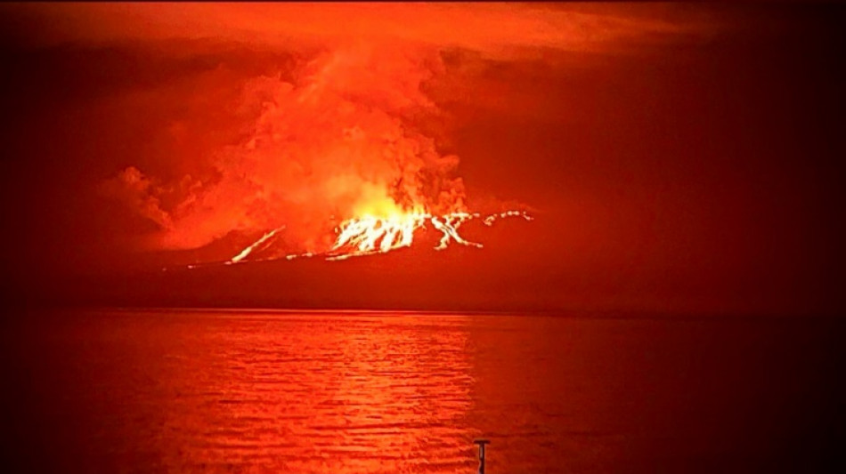 Volcano on uninhabited Galapagos island spews lava 