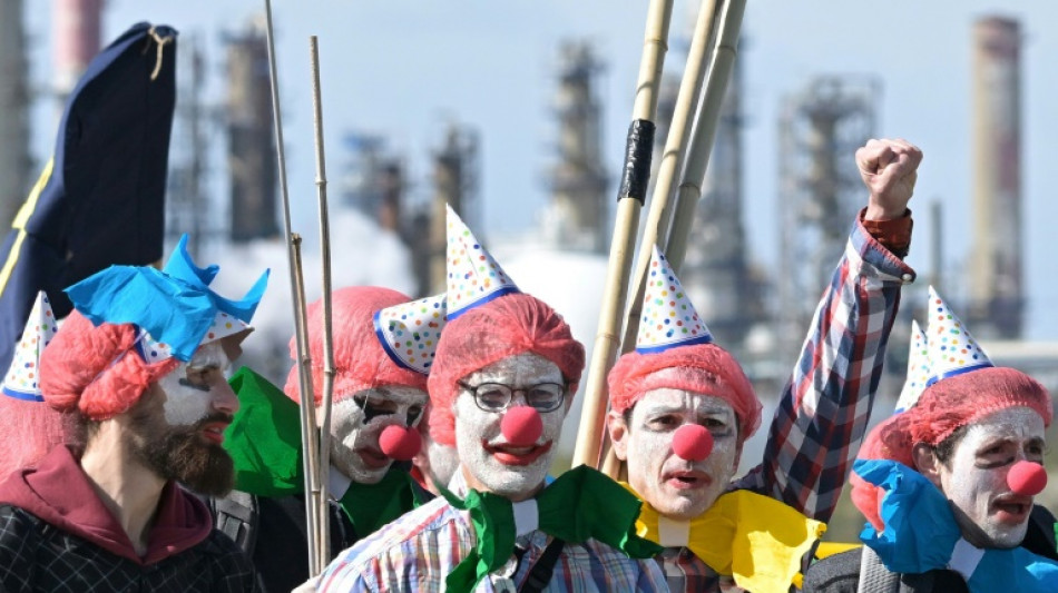 Une soixantaine de militants déguisés en clowns à l'intérieur de la raffinerie TotalEnergies de Donges